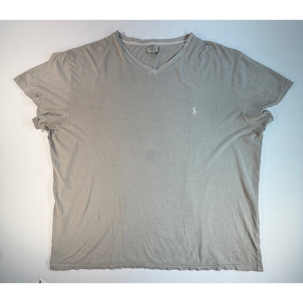 Polo Ralph Lauren Mens XL Gray V-Neck Cotton Short Sleeve Pony Logo T-Shirt